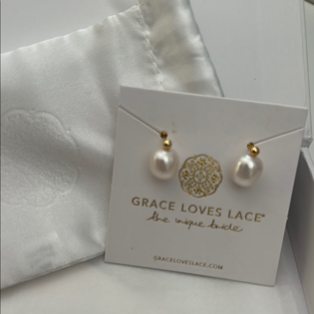 Grace Loves Lace Gold and Pearl Drop Lilly Earrings